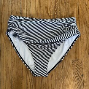 🆕 Cupshe Women’s Black & White Striped High Waisted Bikini Bottom, 2XL